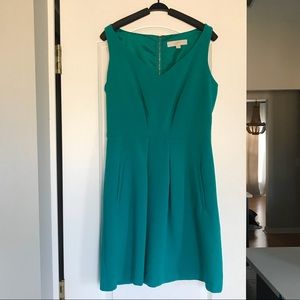 LOFT teal turquoise fitted waist sleeveless dress